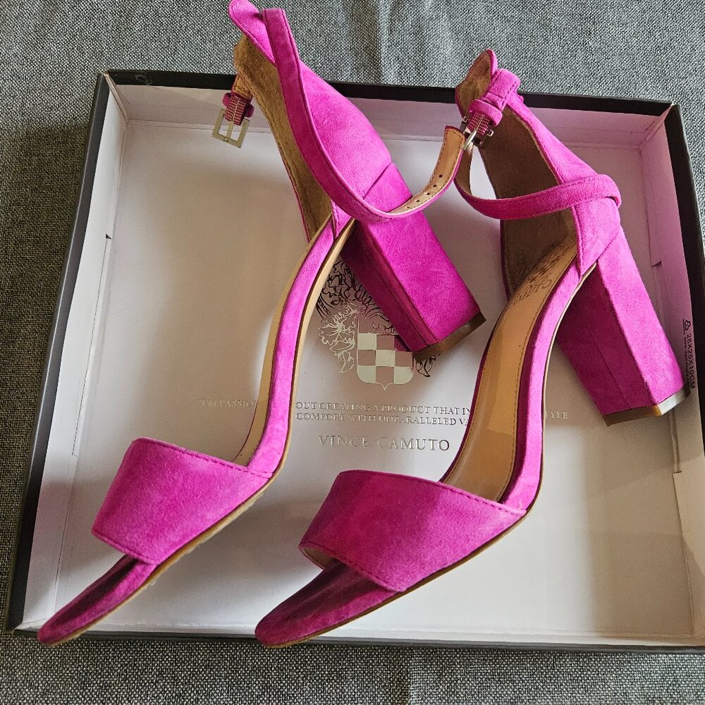 Pink velour strappy heel